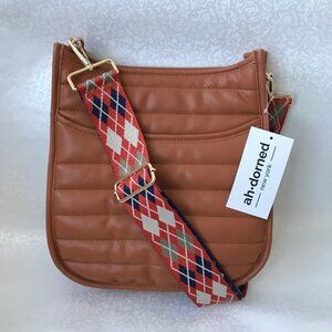 ahdorned messenger  Crossbody bag  guitar strap vegan leather  10.5”x 11.0”